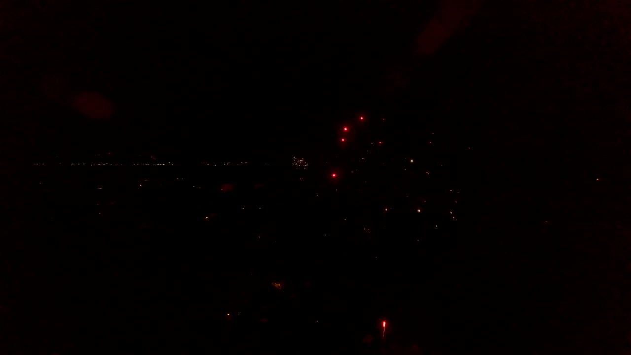 Drone shot of fireworks going off