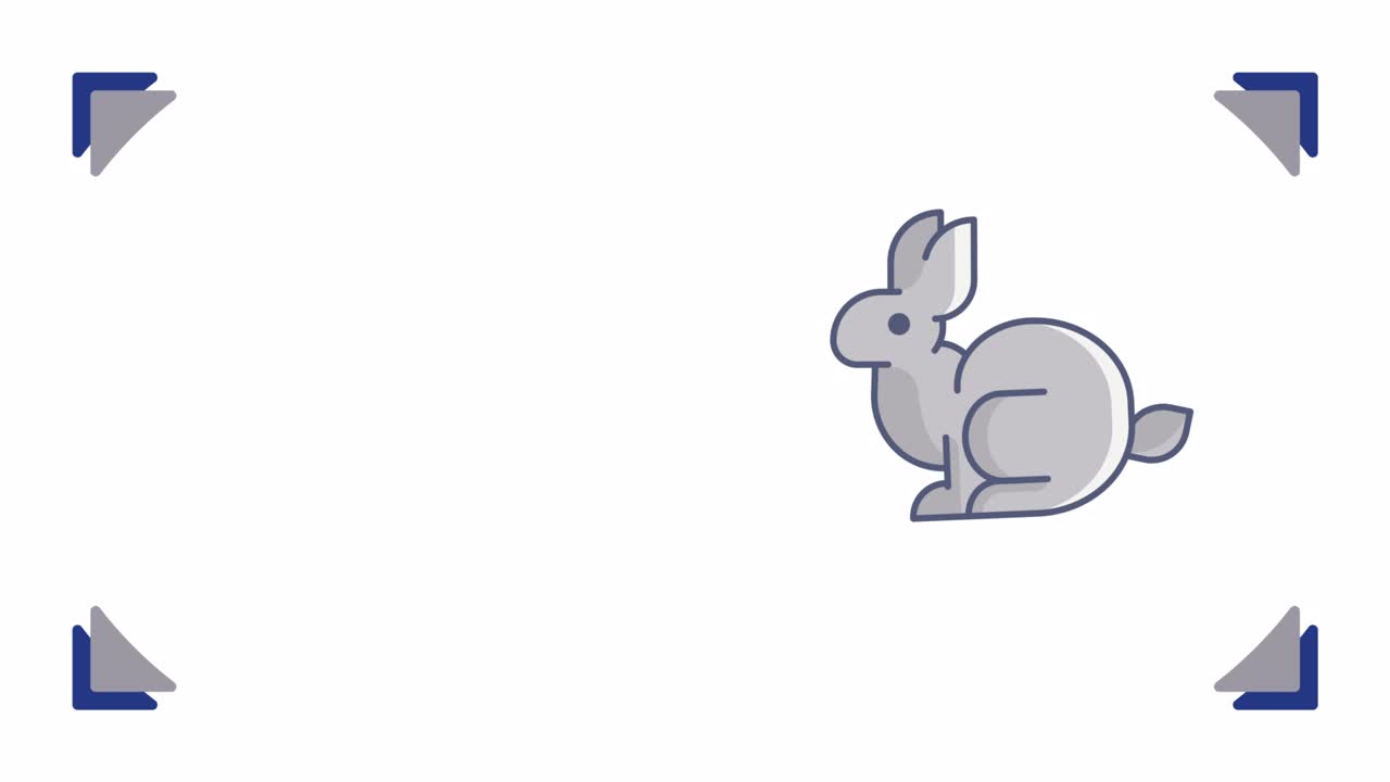 색 배경에 만화 이스터 토끼의 4k 비디오.