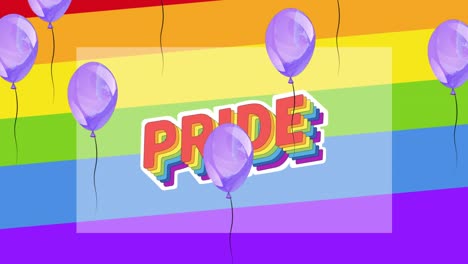 animación de orgullo y globos sobre el fondo del arco iris