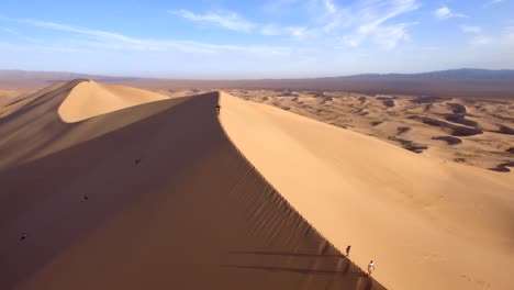 aerial view of khongoryn els sand dunes in the gobi desert, mongolia