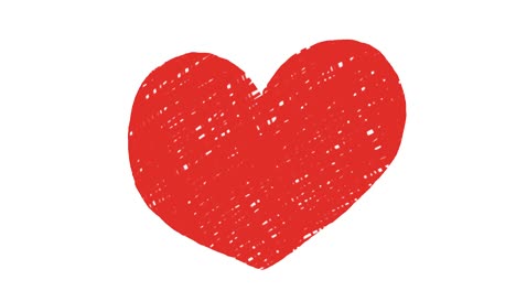 animación dibujada a mano de un corazón romántico rojo