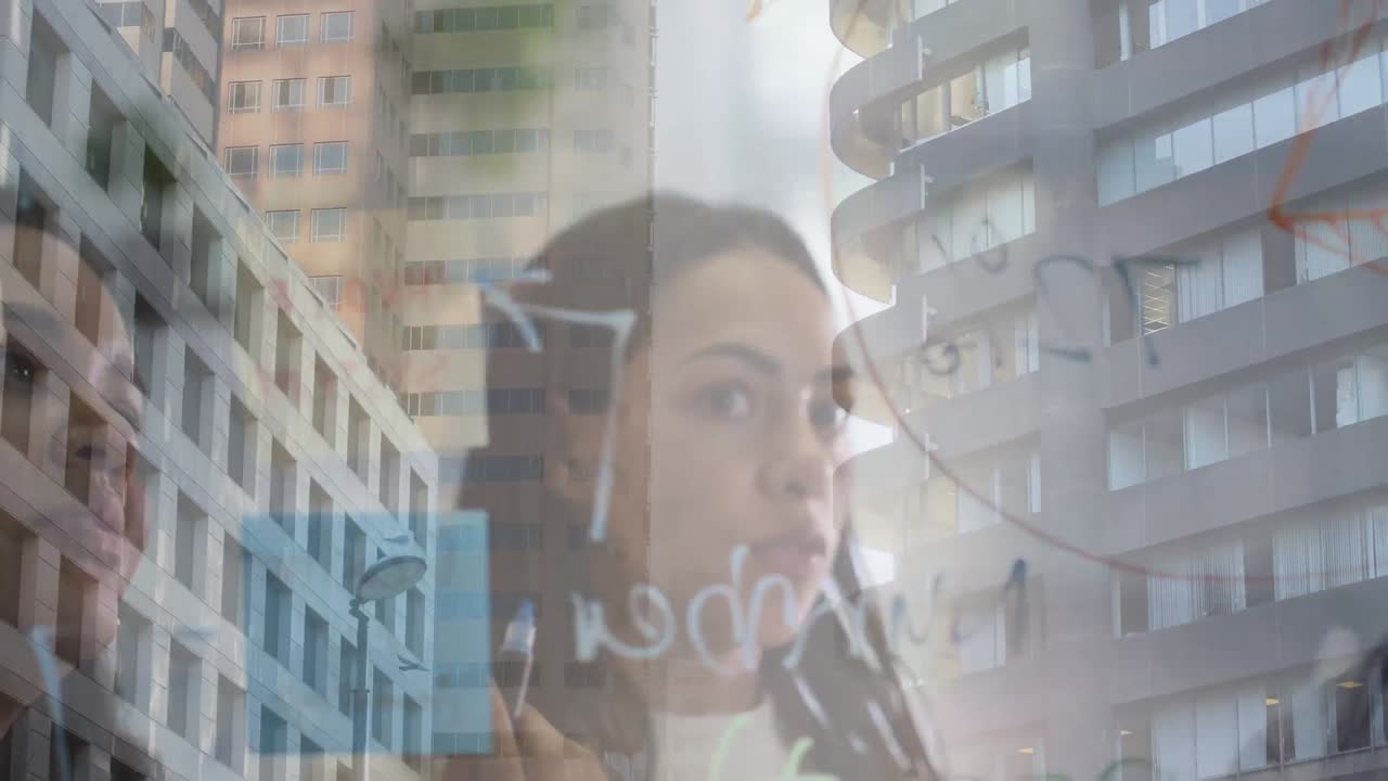 animación de diversos empresarios en el paisaje urbano