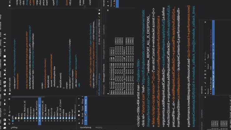 Code Editor Displaying JavaScript, HTML and CSS