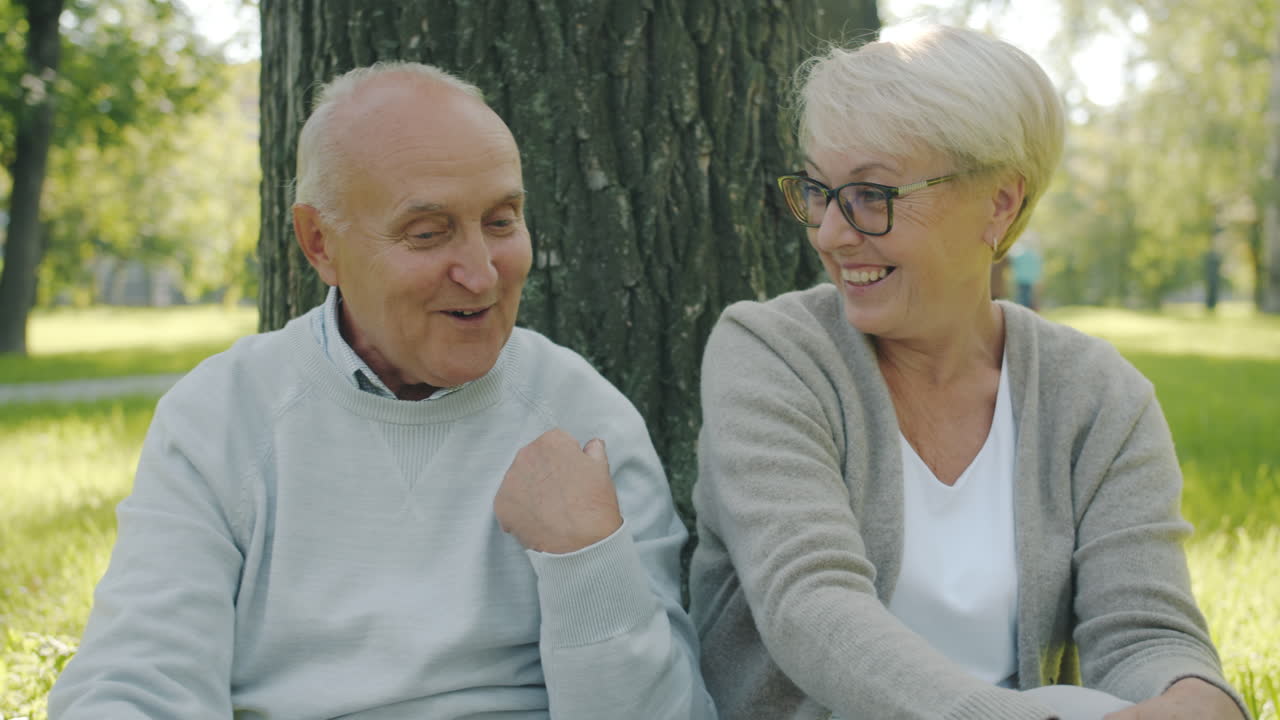 счастливая старшая пара в парке.