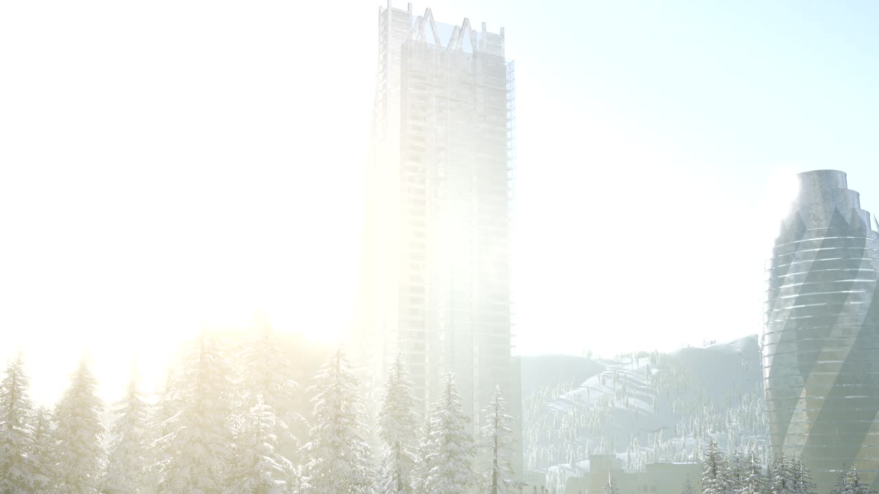 해가 뜨면 눈에  ⁇ 은 도시와 숲