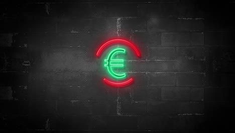 símbolo del euro en un letrero de neón parpadeante en resolución 4k