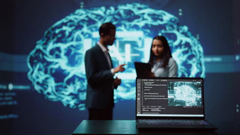 close up of notebook used by employees developing ai systems in tech startup