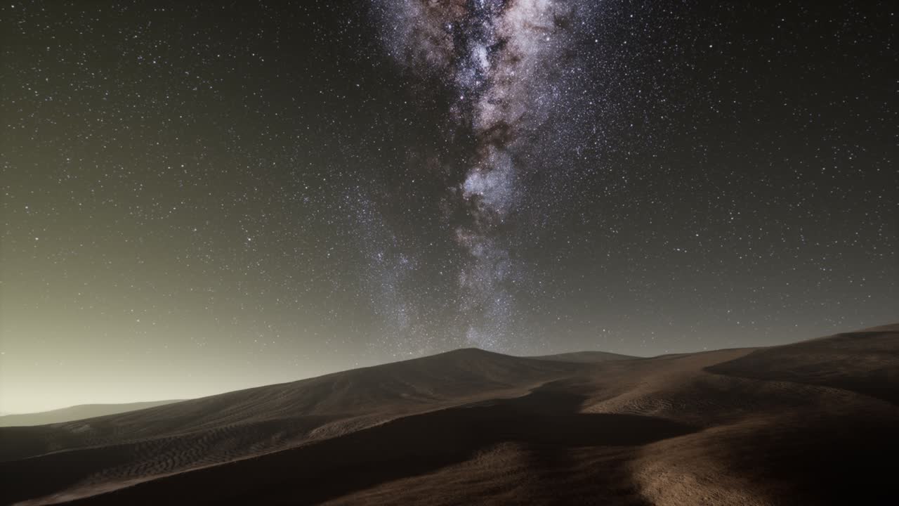 Amazing milky way over the dunes Erg Chebbi in the Sahara desert