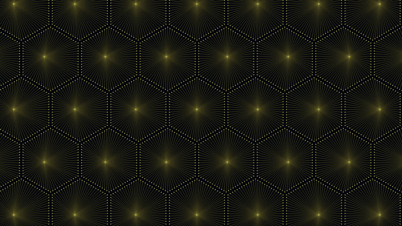 Luxurious and elegant golden hexagon pattern on a black background