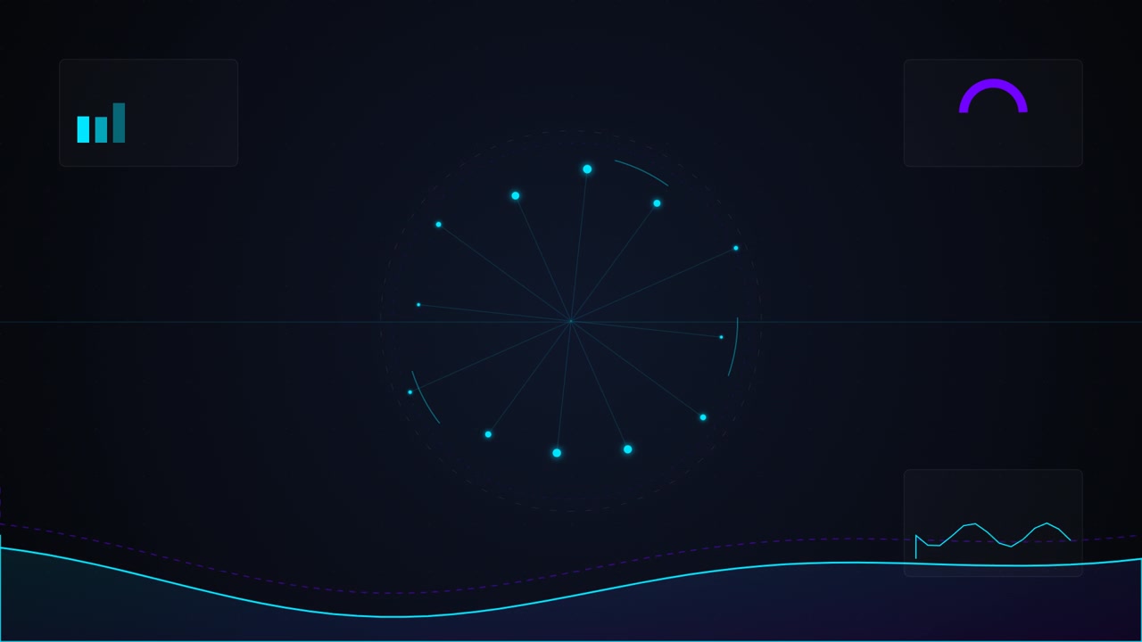 Abstract Digital Interface with Rotating Radial Data Visualization