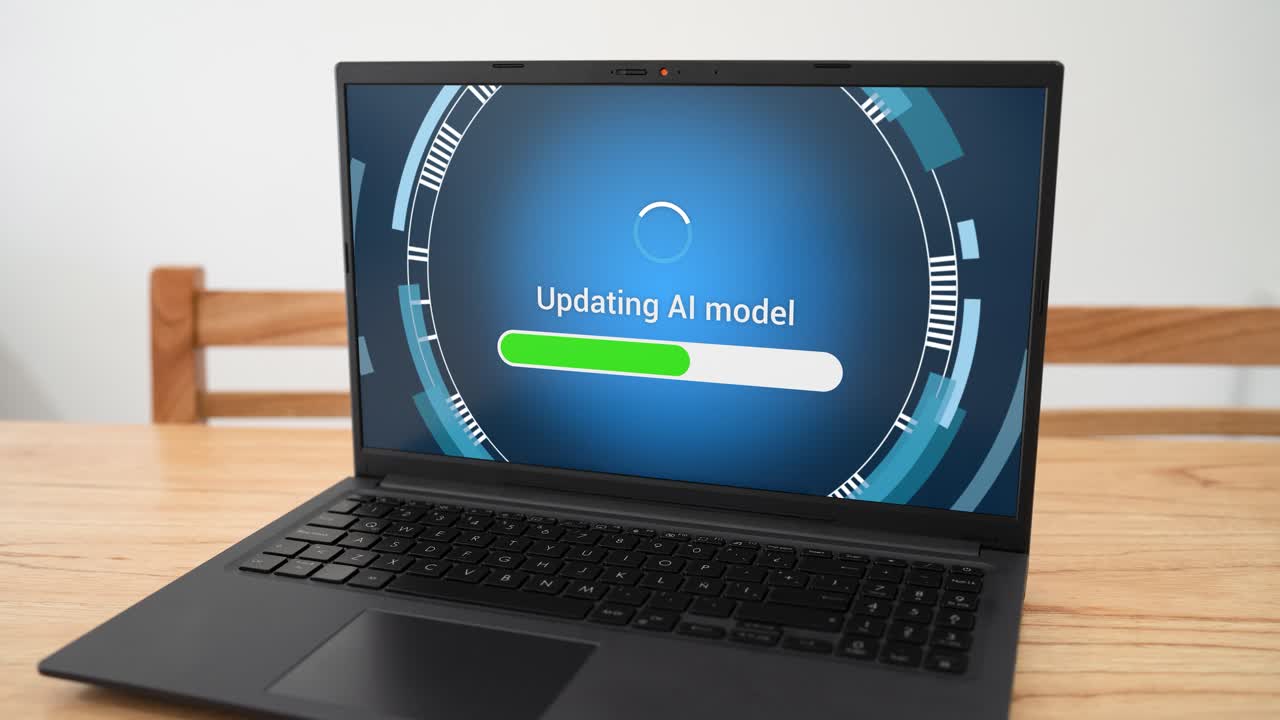 Updating AI model to be more efficient. Concept of artificial intelligence update.