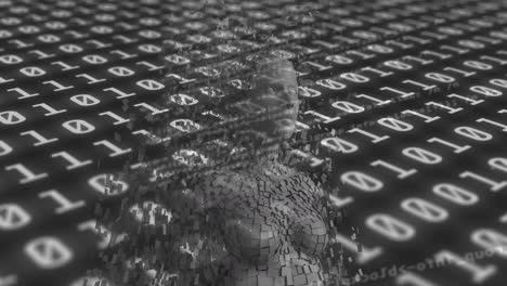 modelo de cuerpo humano femenino y procesamiento de datos contra codificación binaria en fondo negro