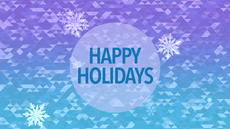 happy holidays in frame with abstract snowflakes on blue gradient