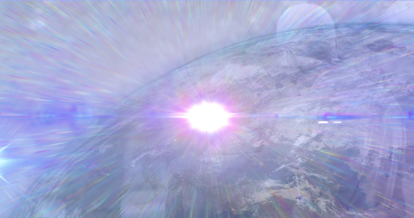 Animation of pink light spot over globe against blue background