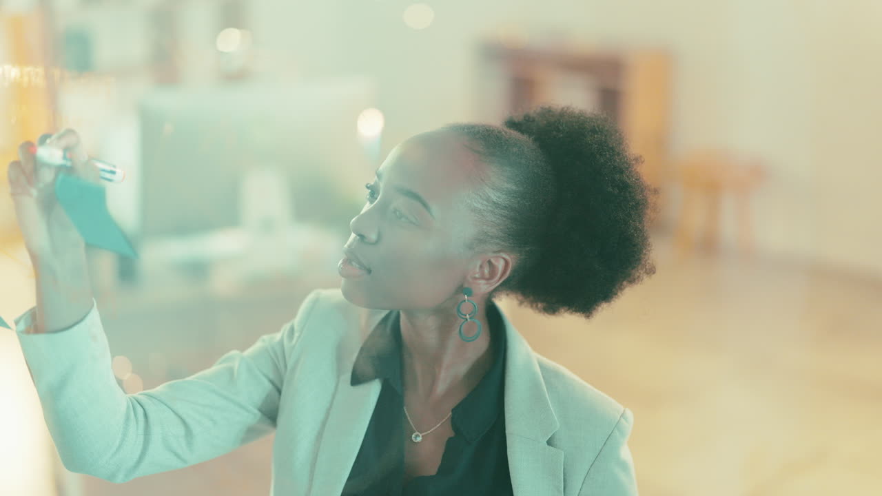 Black woman, writing and planning schedule