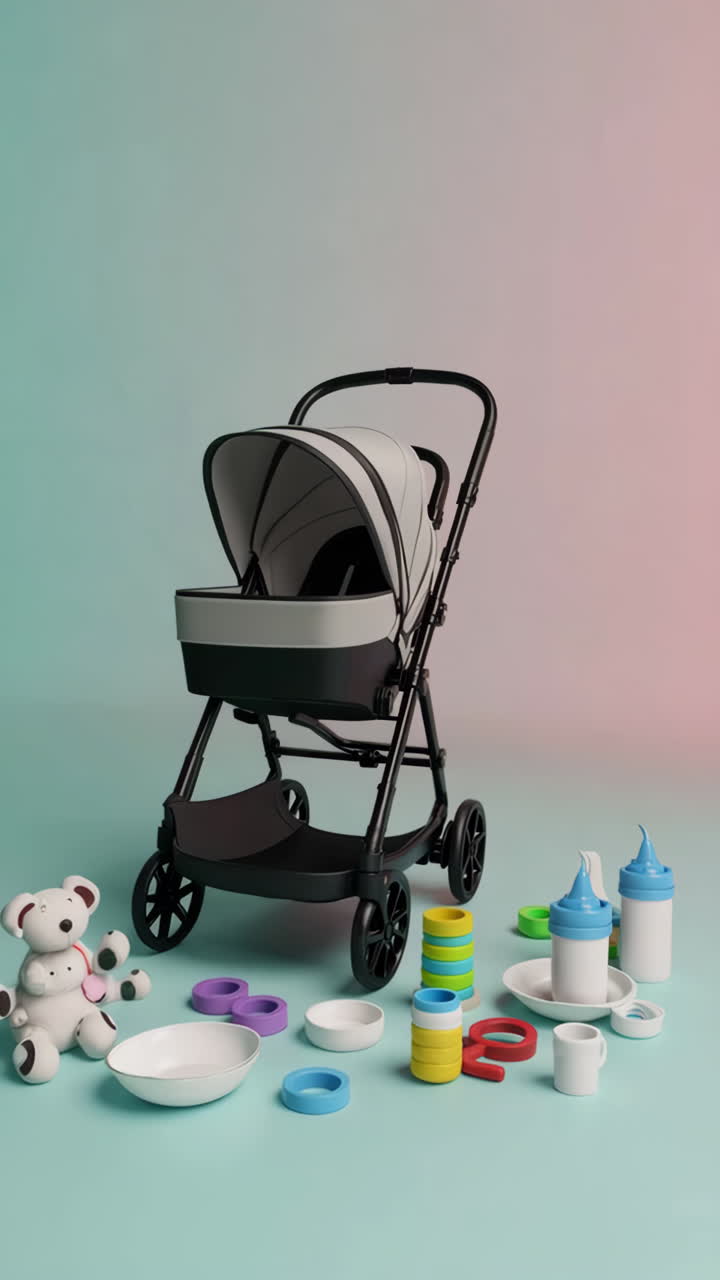 Modern Baby Stroller with Essentials and Toys