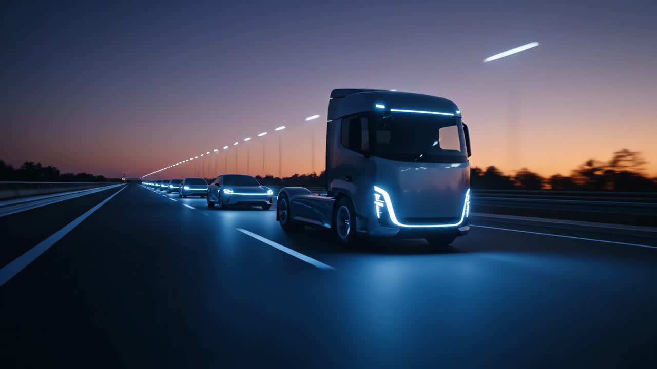 Electric and Autonomous Vehicles on the Highway at Night