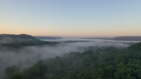 misty morning over the river valley