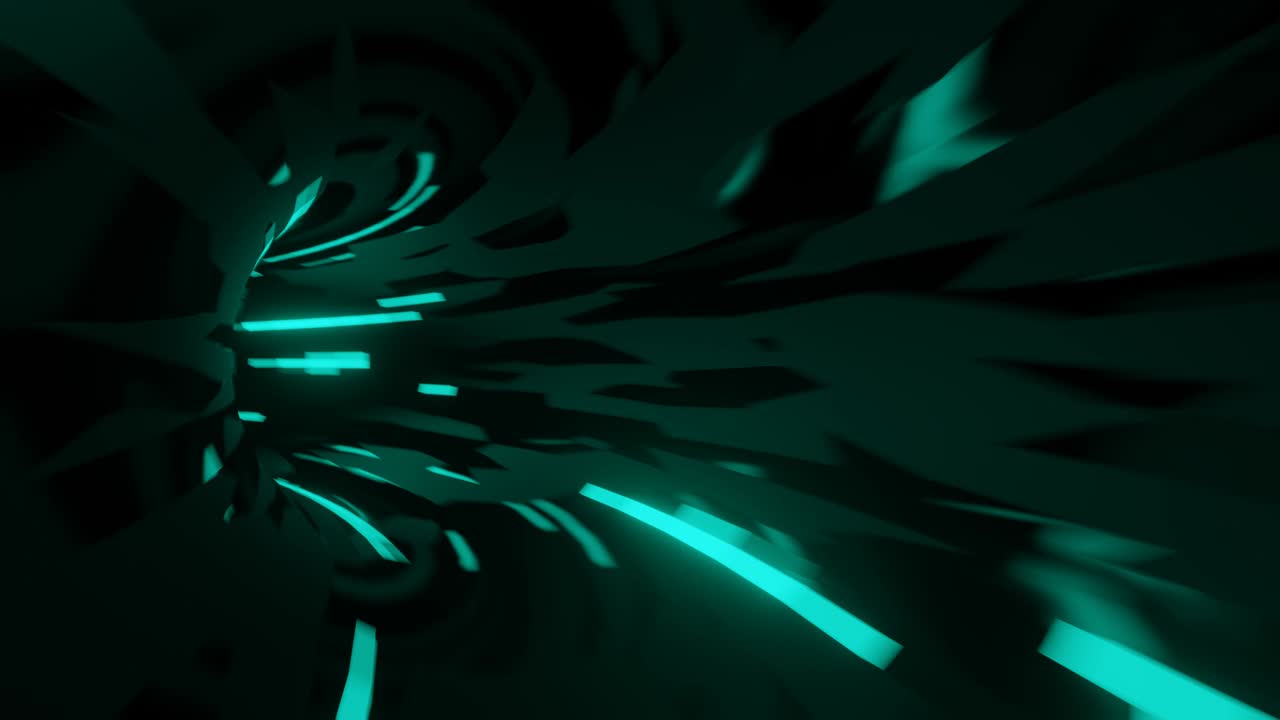 There is rapid movement inside a tunnel with lights. A seamless looping motion graphic animated background.