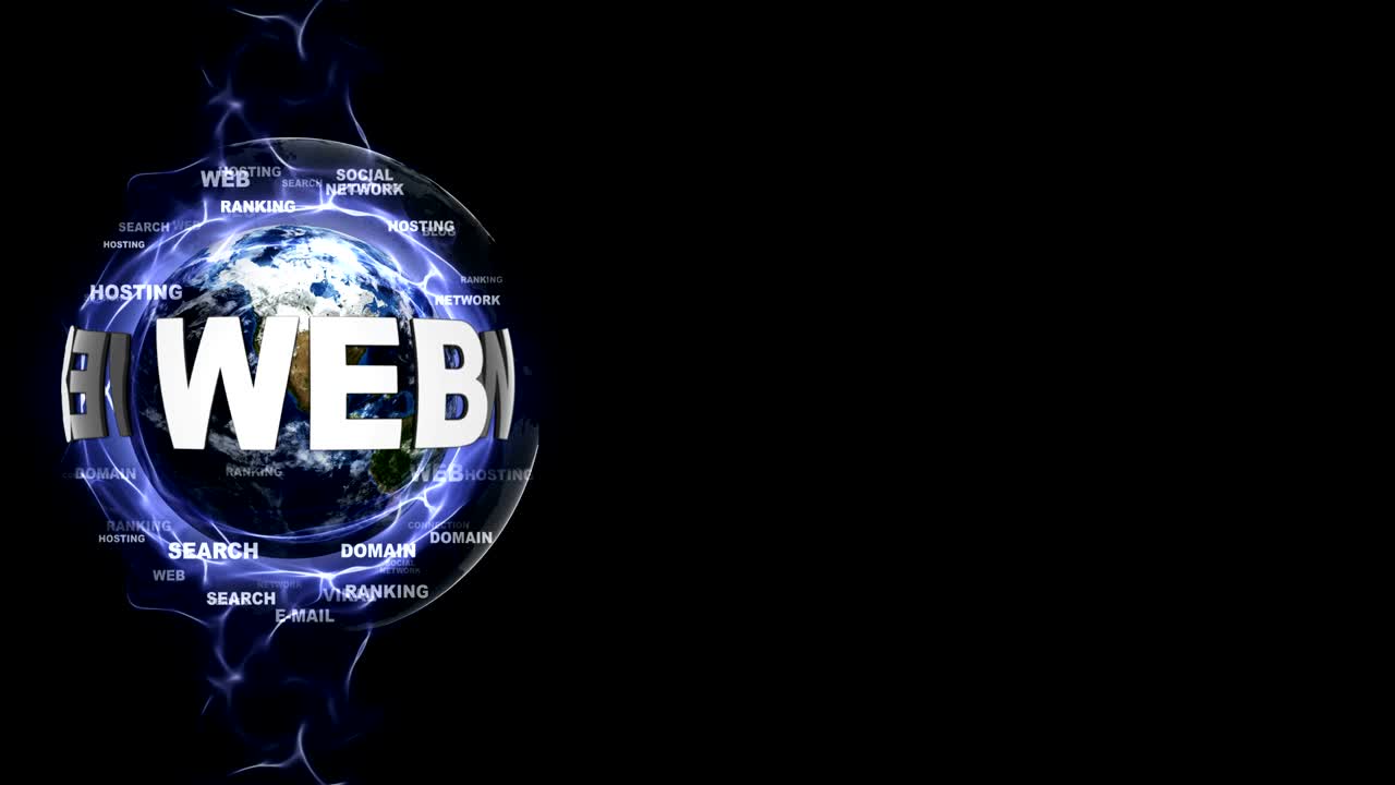 WEB Text Animation and Earth, with Keywords, Background, Rendering, Background, Loop