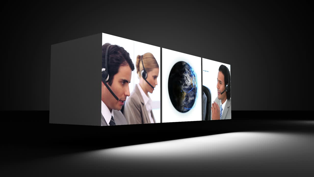 montaje de representantes de soporte al cliente con espacio de copia