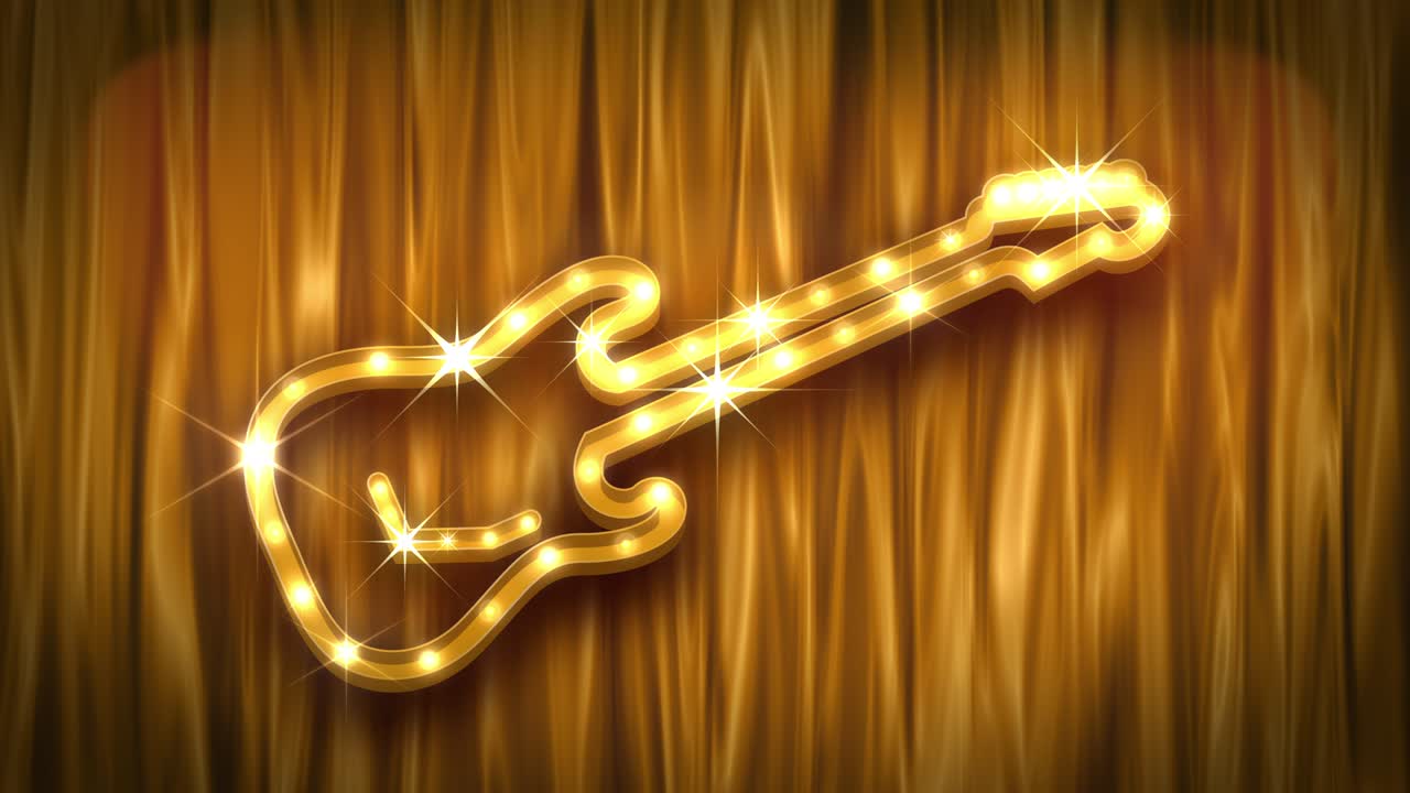 기타 실루 모양: 극장 표지판과 커튼