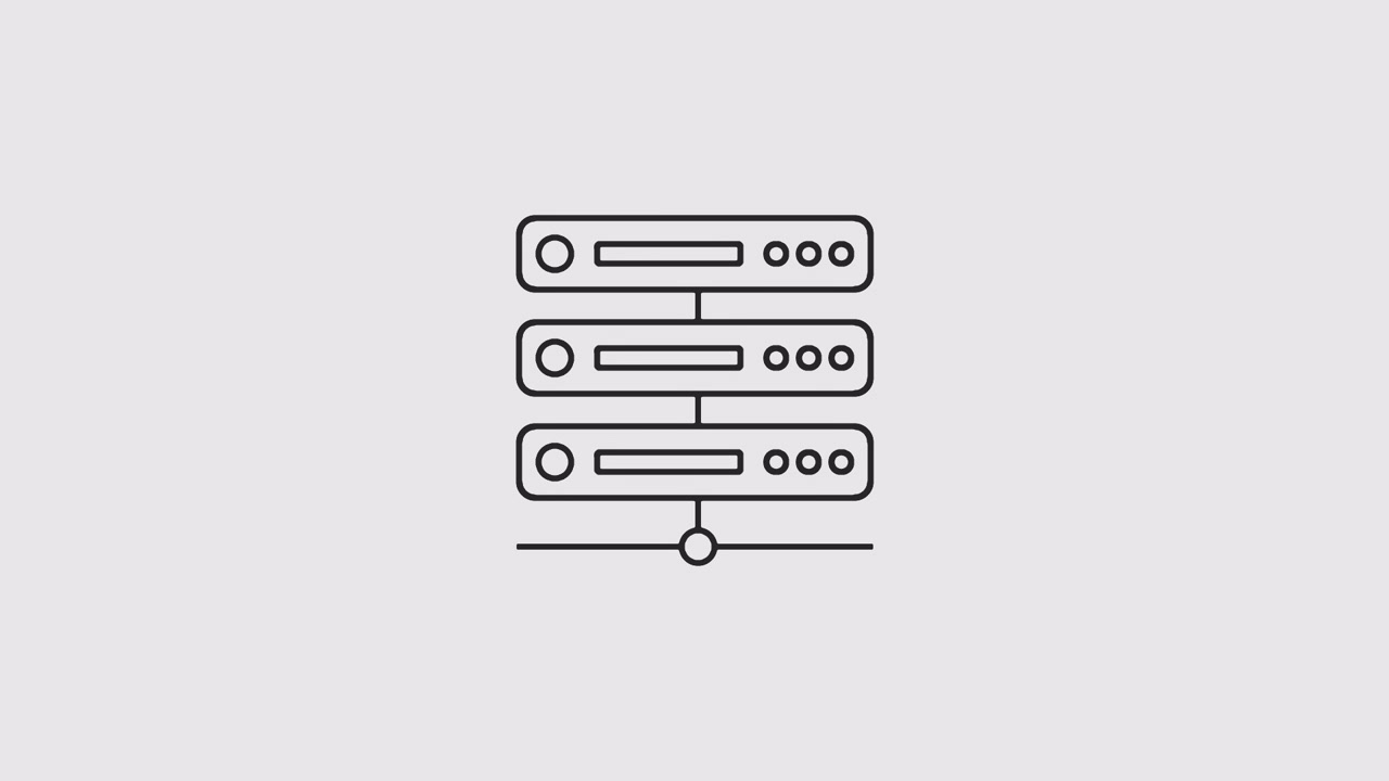Animated Line Art Icon of Server Racks Connecting in a Network
