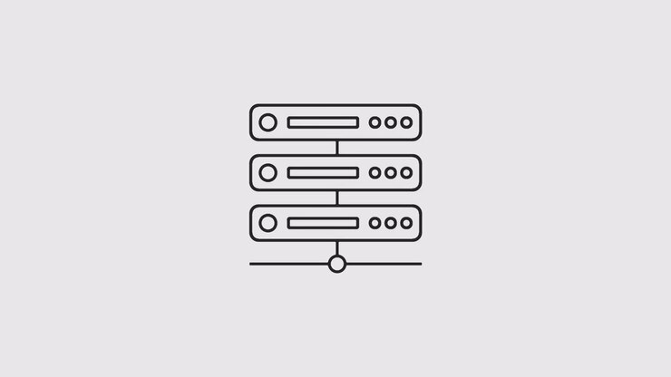 Animated Line Art Icon of Server Racks Connecting in a Network