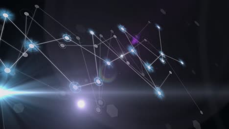 animation of network of connections with glowing spots