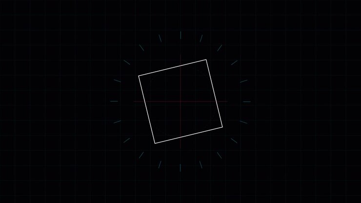 Abstract Geometric Motion Graphics with Rotating Square and Grid Lines