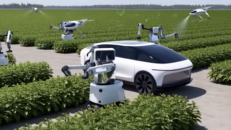 futuristic farming with autonomous robots and drones