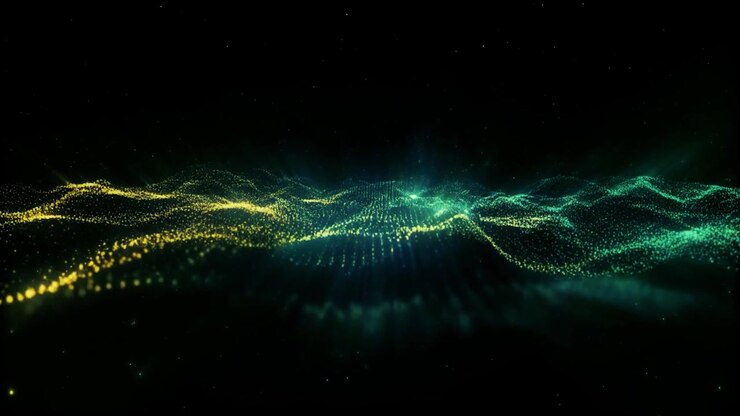 Abstract Digital Particle Wave Motion in Yellow and Green