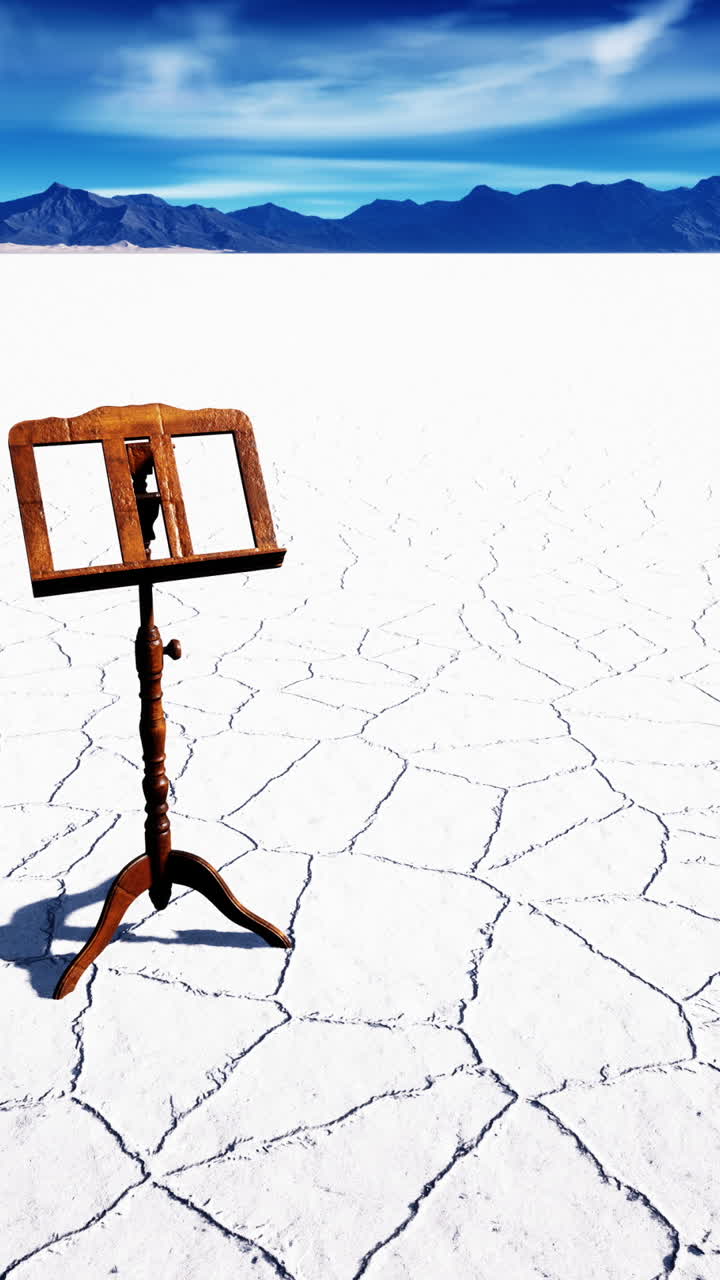 música de pie en un paisaje desértico