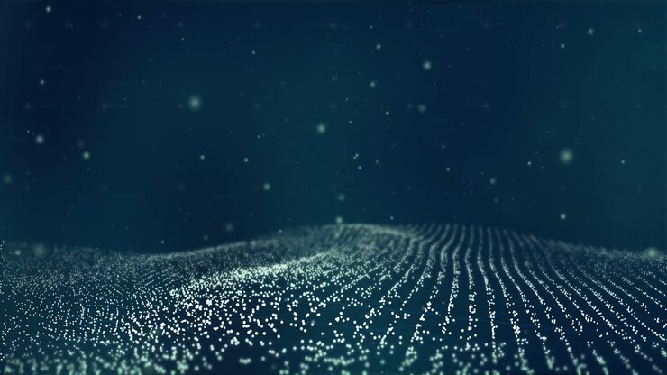 Animation of multiple floating light spots on blue background