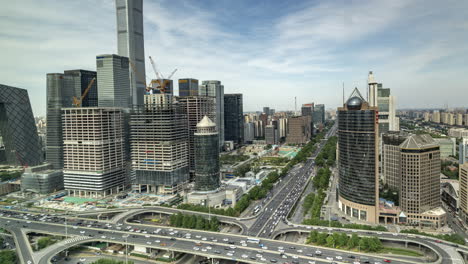 timelapse of the beijing city skyline from a high vantage point