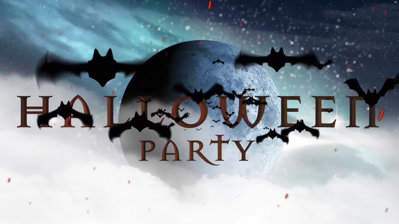 밤하늘 배경에 할로윈 인사와 박 ⁇ 의 애니메이션