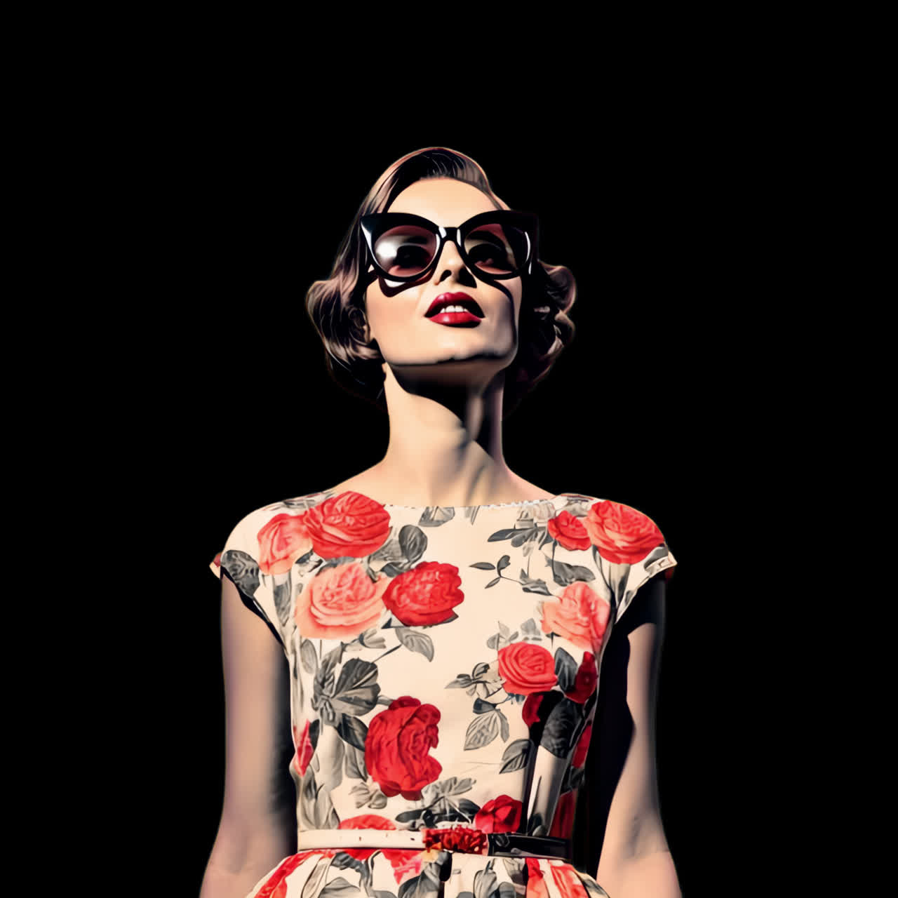 Vintage floral dress elegance animation isolated asset, transparent 4K video, alpha channel, ProRes