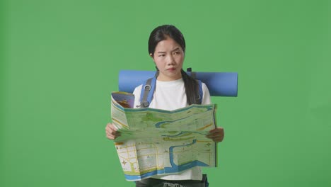 woman looking at a map