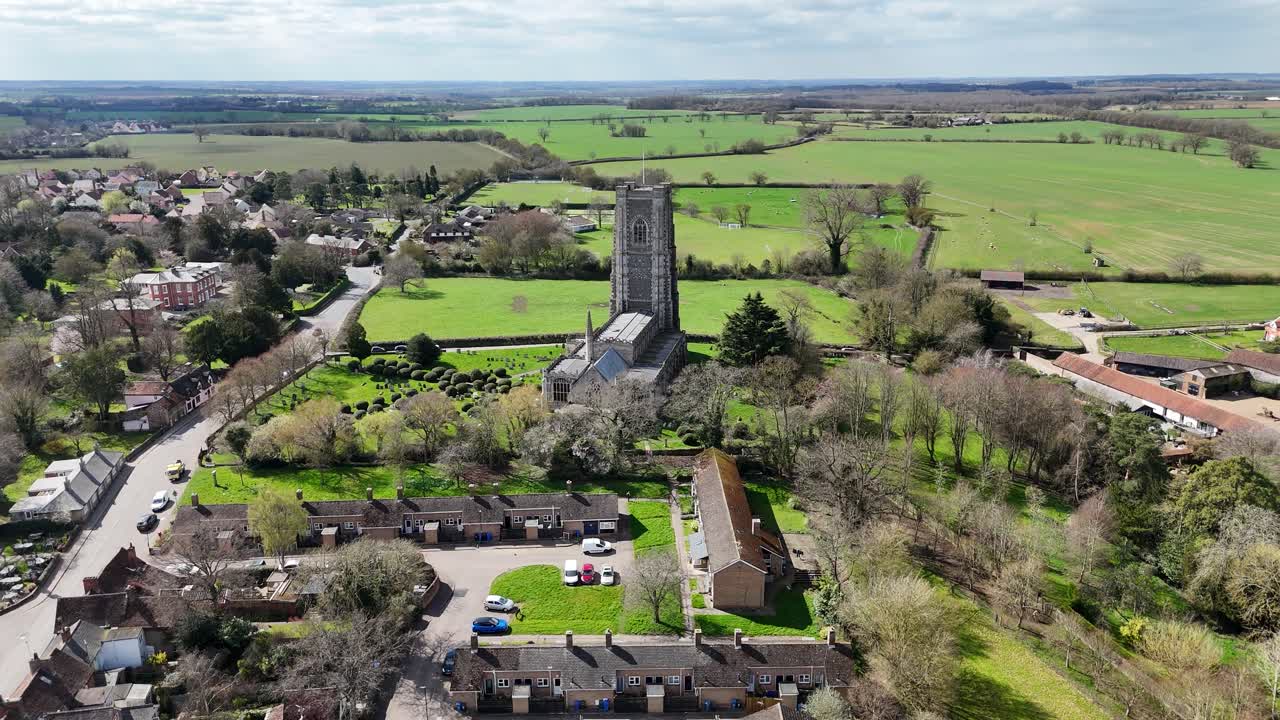 St Peter and St Paul's Church, Lavenham Suffolk UK aerial
