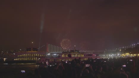 fireworks over the bosphorus in istanbul