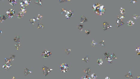 lluvia de diamantes redondos de corte brillante 3d que hace una animación de bucle sin costuras