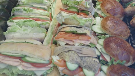 assorted sandwiches on display