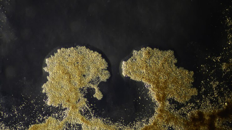 Abstract granular golden texture on a dark background