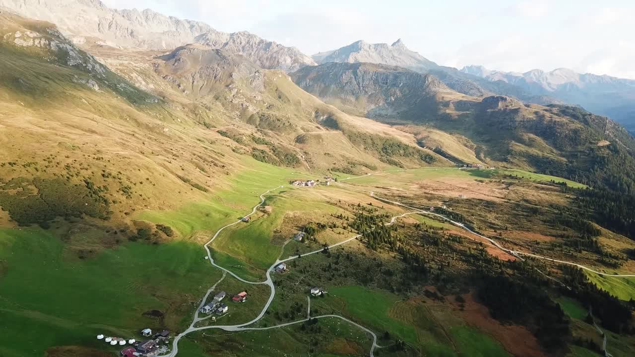 Drone footage of the Alp Flix, in Grisons, (Graubünden), Switzerland.