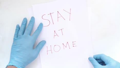 stay at home instructions with gloves