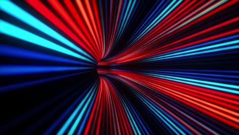 abstract acelera la rotación del vórtice de luz digital en el túnel de realidad virtual de ciencia ficción futurista bucle sin costuras. túnel de cuadrícula de renderización 4k 3d con líneas de luz vj gráficos de movimiento para ciencia, tecnología, video musical, edm.