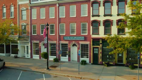 slow push in drone shot of downtown palmyra new york