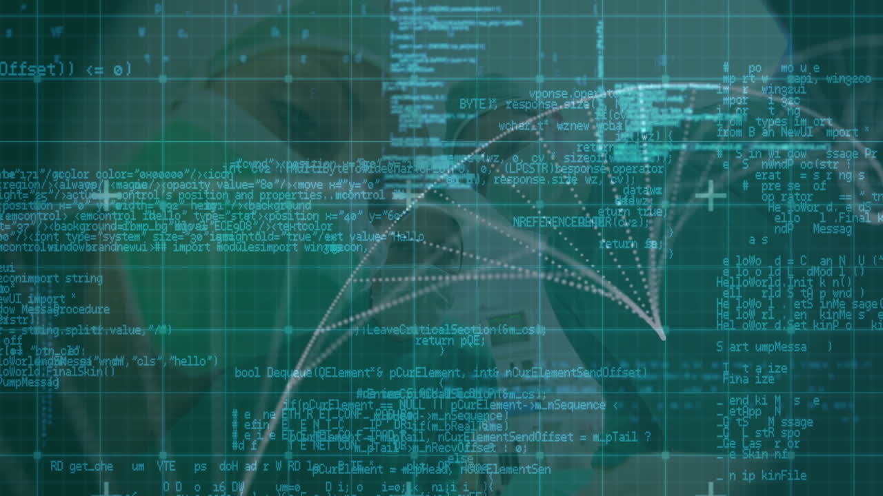 Animation of digital screen with biological data on green background