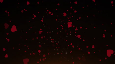 red hearts animation falling over dark background