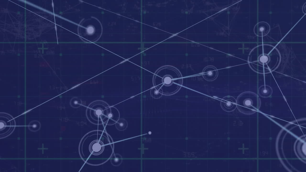 Animation of network of connections over shapes moving